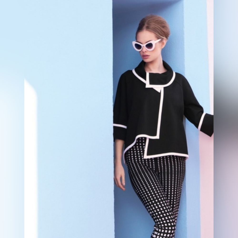 Joseph Ribkoff Black Jacket with White Trim